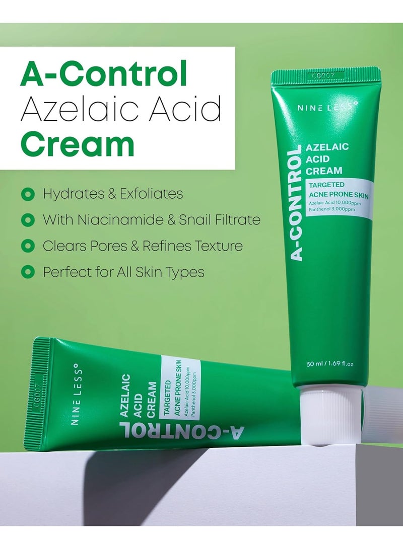 NINELESS A-Control Azelaic Acid Cream – Korean Blemish Clear Moisturizer for Face - Acne-Fighting & Hydrating for Clearer Skin - Blemish Relief, Soothing Recovery, 1.69oz. - Image 2